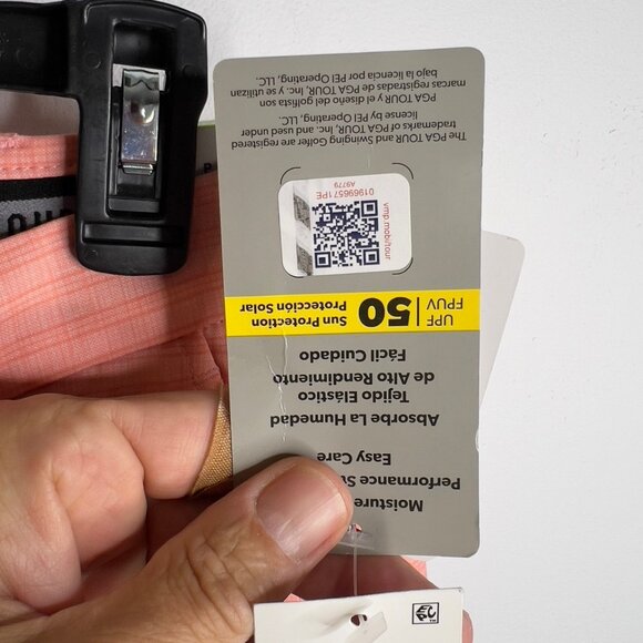 Pga Tour Men's Striped 8" Golf Shorts - Shell Pink Size 36 - Picture 6 of 10